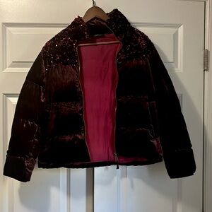 Anthropologie Maeve velvet sequins coat XS